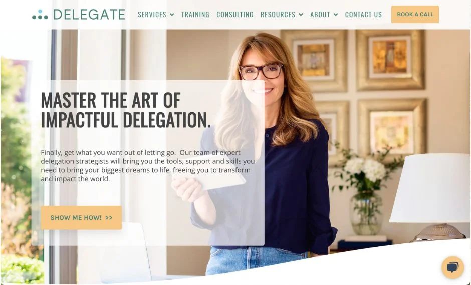 Delegate website homepage