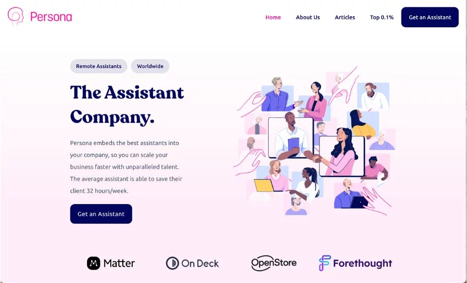 Persona website homepage.