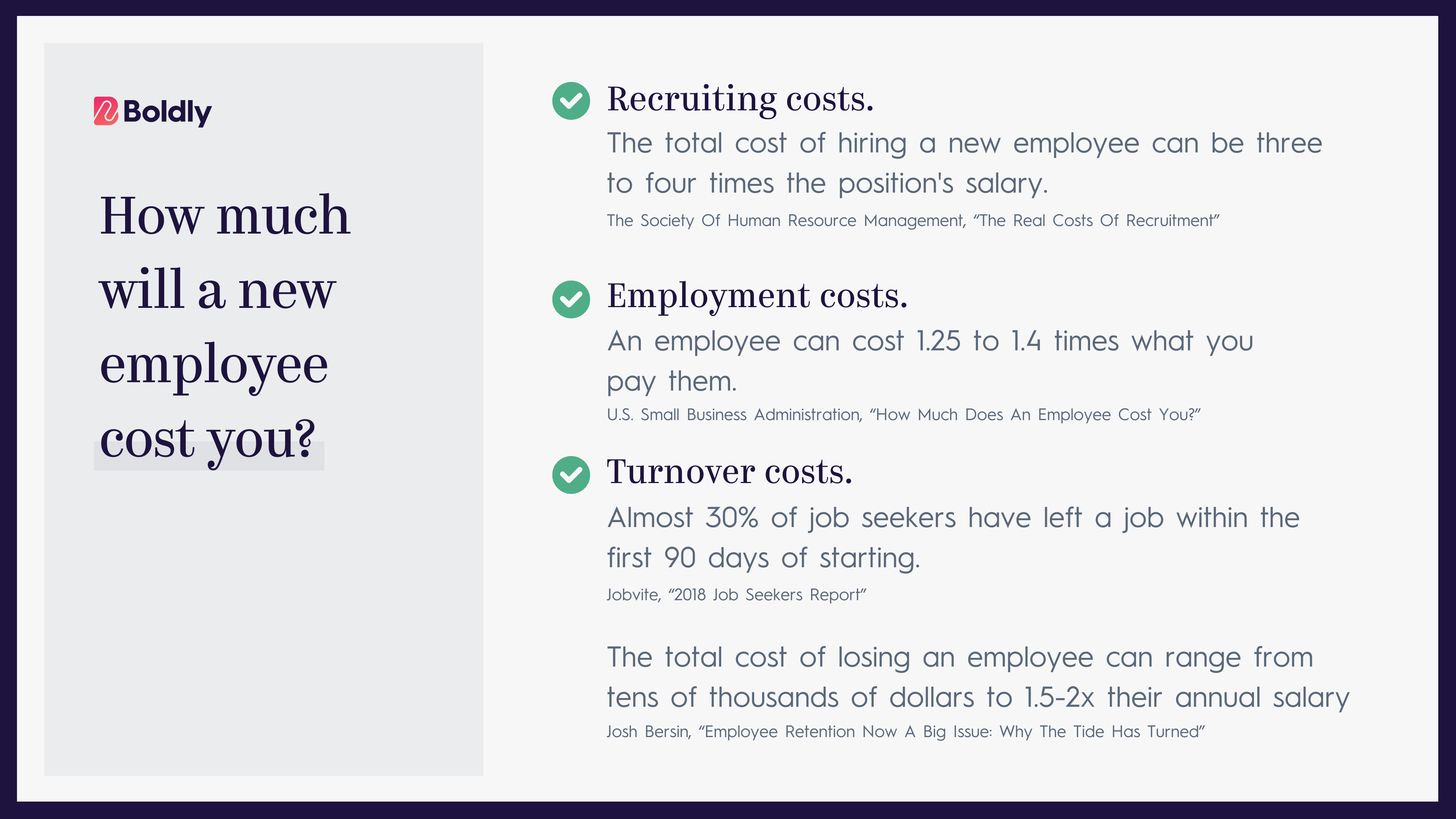 Chart showing the Key Statistics on Recruiting & Hiring Costs
