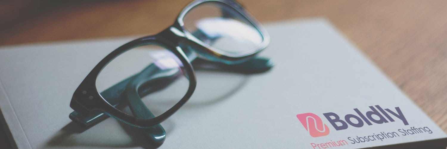 Folded glasses on Boldly notepad